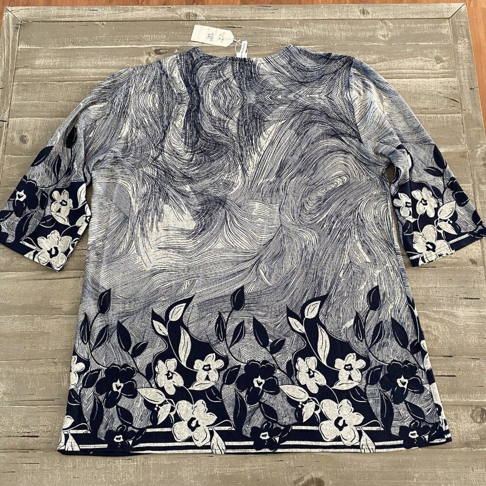 Beyond This Plane Blouse Women’s 4XL Floral Blue Grey All Over Print New‎ Ladies - Picture 7 of 7